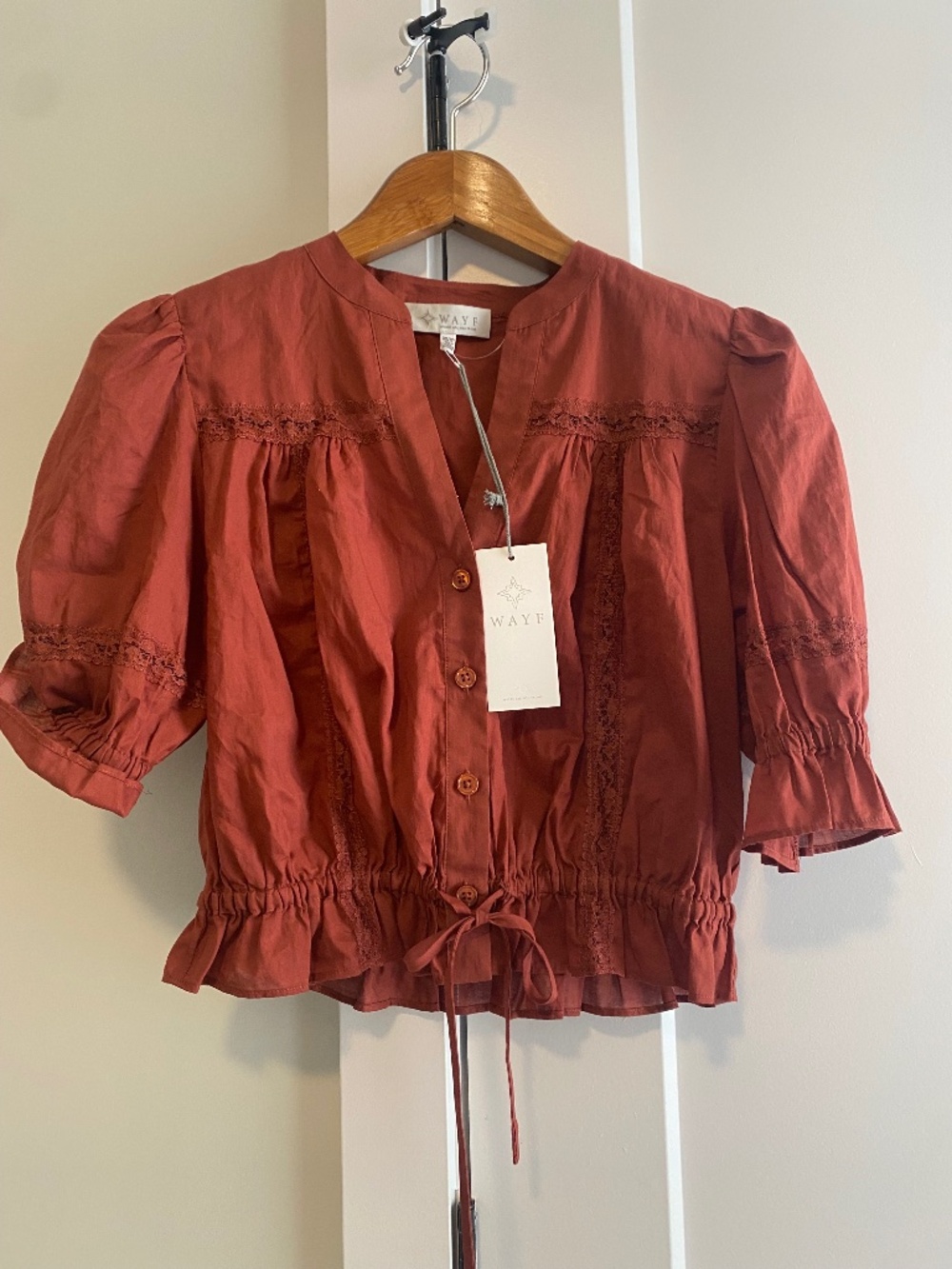 Wayf Coquette Girly Cotton Blouse